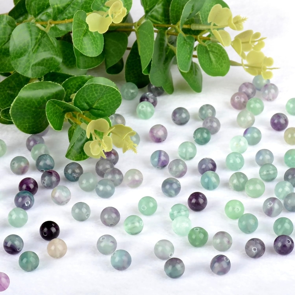 Natural Gem Stones -Fluorite- (Round Beads 6 MM-200 Pieces)
